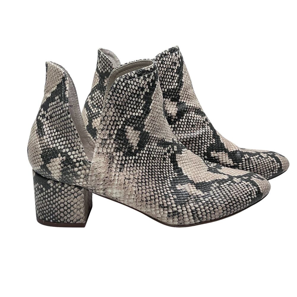 Steve Madden Rockir Snakeskin Print Slip On Bootie Boots Tan Black Womens 10 M